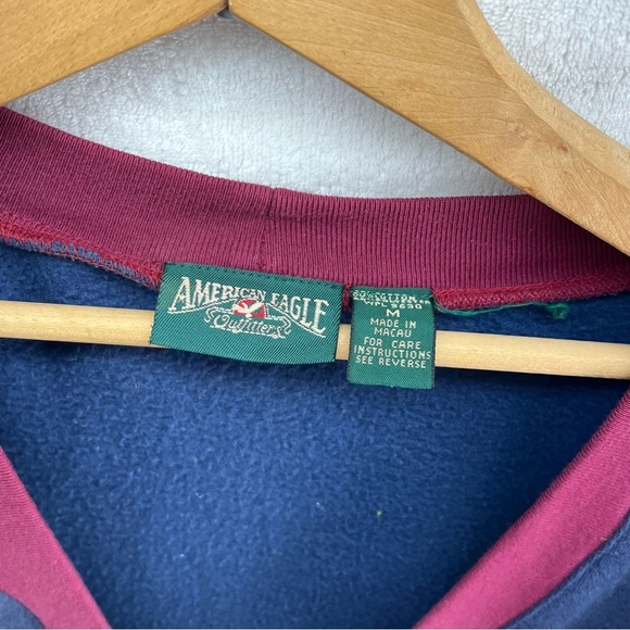 Vintage American Eagle Letterman Cardigan Jacket Mens Med Blue 90s Preppy - Picture 5 of 9